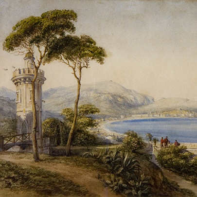 Hercule TRACHEL, Nice, vue de Sainte-Hélène, aquarelle, 1864, Nice, Musée Masséna