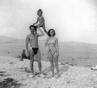 Sur la plage en 1949