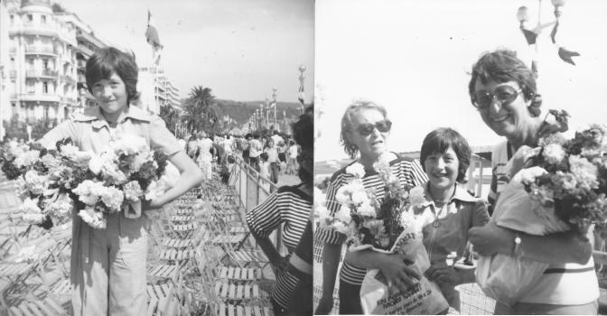 Bataille de fleurs sur la Prom : Joëlle, Rose, Jacqueline