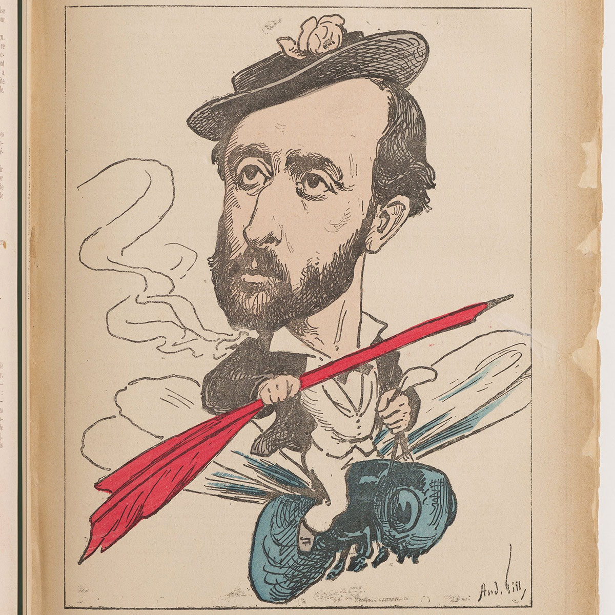 André GILL, caricature de Paul Arène, parue dans Les Hommes d'aujourd'hui n°55, 01 janvier 1878, Source gallica.bnf.fr / Bibliothèque nationale de France