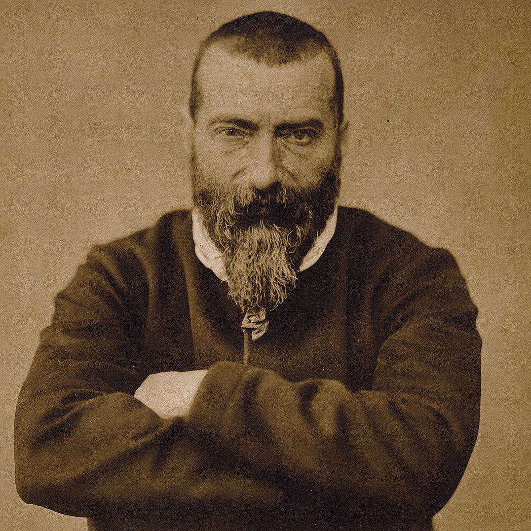 Louis CRETTE, Alphonse Karr accoudé à sa chaise, vers 1865, photographie, Nice, Bibliothèque du chevalier de Cessole