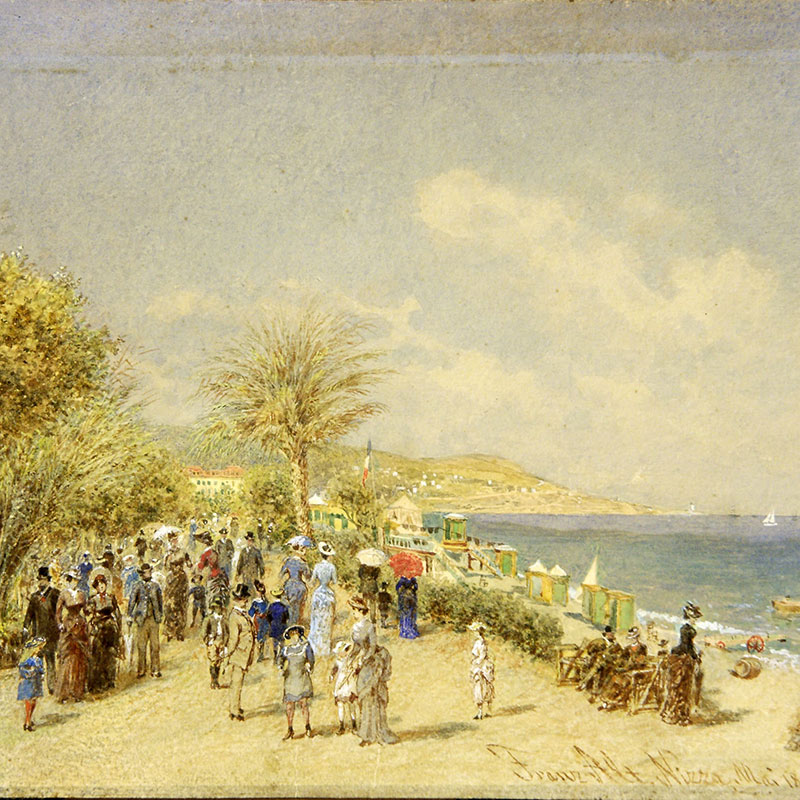 Franz VON ALT, Le début de la Promenade des Anglais, à hauteur du Jardin public, 1885, Nice, Musée Masséna