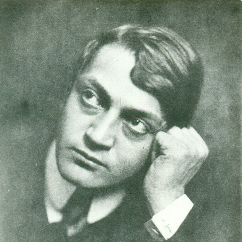 Ady Endre könyöklős portréja, photographie de Aladár Székely, 1908